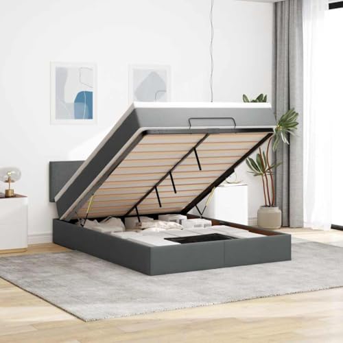 Sophrelle Cama otomana con colchón Gris Oscuro 140x190 cm Tela Gris,3311374