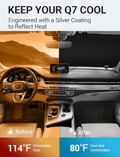 Image of Proadsy Windshield Sun Shade for 2016-2025 2026 Audi Q7 Foldable Front Sunshade Protector Sun Visor Blocks UV Rays Keep Car Cooler