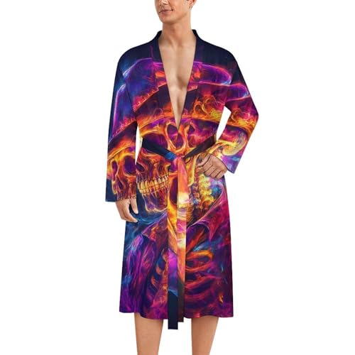 Albornoz de baño para hombre Western Skeletal suave bata de manga larga con acabados de calidad