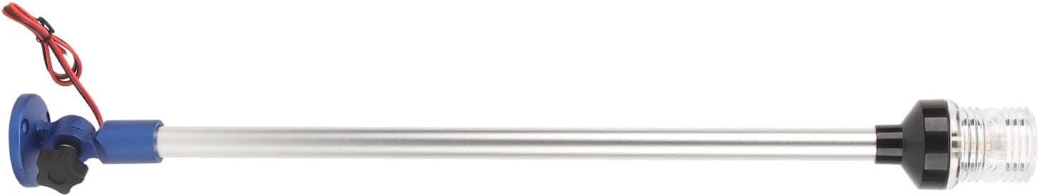 GOTOTOP 24in Boat Anchor Light, Aluminum Base, 360° LED Stern Pole Light, Enhanced Visibility for Yachts and Fishing Boats (Blue)