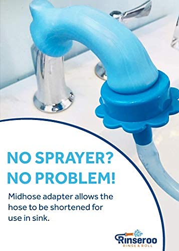 Rinseroo: Slip-on, Handheld Showerhead Attachment Hose for Sink and Shower. No Installation, Detachable Shower Head Sprayer. Fits Faucets Up To 6