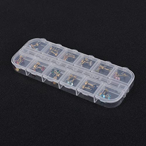 12 Pairs Flat Back Surgical Stainless Steel Stud Earrings, 18K Gold Plated Silver Screw Back Heart Star Round Cubic Zirconia Cz Birthstone Stud Earrings Set (Gold Round 4Mm) #TOP6