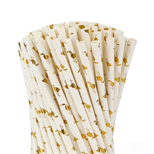 Pitillos biodegradables de papel dorado 100 piezas miniatura 1