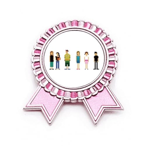 Broche rose personnage de jeu médaille art déco pour look geek