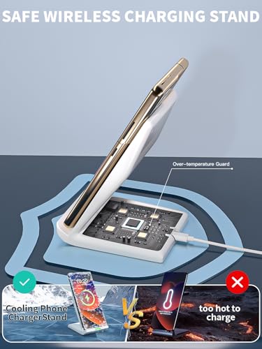Image of 15W Wireless Phone Charger Stand,6FT Fast Android Wireless Charger Station for iPhone 17 /17 Air /17 Pro Max /15 /14 /13, 15W Fast Charging for Samsung Galaxy S23 S22 S21 with 20W USB C Charging Block Cube