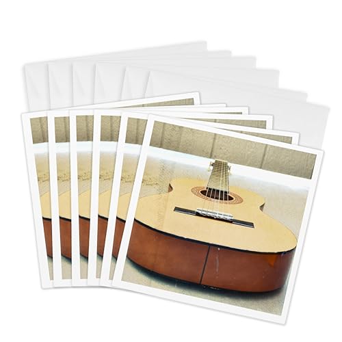 Cartes de vœux musicales 3dRose Guitar en lot de 6 au format carré 15x15 cm
