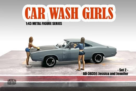 Set 2 Figuras Car Wash Girls American Diorama 1:43 38356 miniatura 2