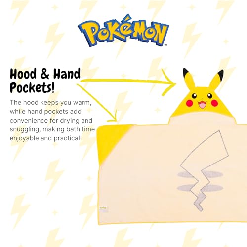 Image of Pokemon Pikachu Kids Super Soft Bath /Pool /Beach Soft Cotton Terry Hooded Towel Wrap, 24 in x 50 in, (Officially Licensed Product) By Franco