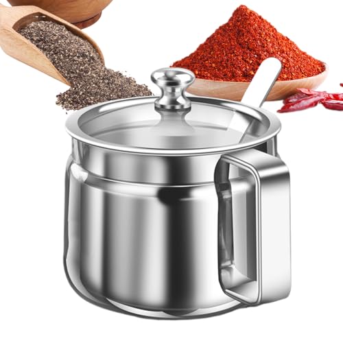 Generisch Azucarero | 500 ml de acero inoxidable | Dispensador de manteca de mantequilla con tapa y cuchara – para la cocina para azúcar, sal, aceite, especias y