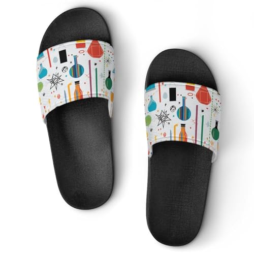 Pattern of Science House Sandals Non-Slip Bathroom Slippers Beach Summer Shoes for Men Women