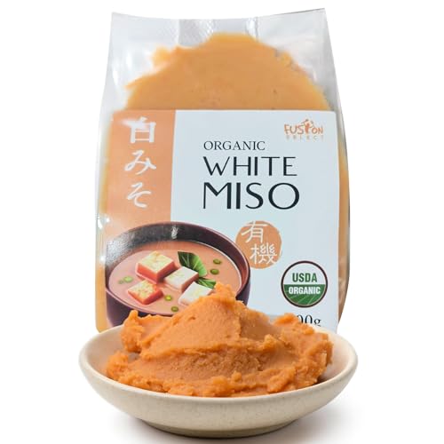 Fusion Select 300g Organic White Miso Paste - Made of Fermented Soy Bean & Rice - Savory Japanese Seasoning For Cooking Soup Base, Broth, Stew, Salad Dressing, Sauce, Marinade, Ramen