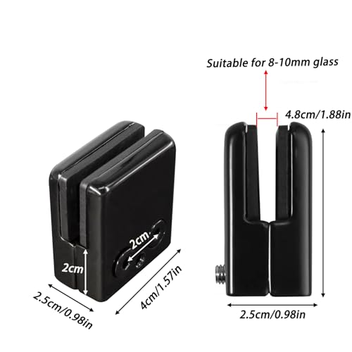 Cokritsm Glasklemme Schwarz 8-10 mm Glashalter Edelstahl Glashalter Glasklemmem Unterstützt Dickes Glas, Glashalterung Klemmhalter Glasklemmhalter mit 2er Sechskantschlüssel 6 Stück