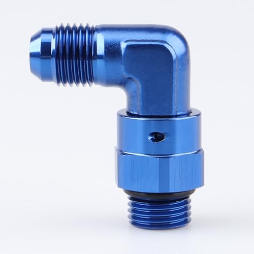 Image of AC PERFORMANCE 90 Degree -6 AN Male Flare to -6 ORB O Ring Port Thread Swivel Fitting Adapter Aluminum Blue