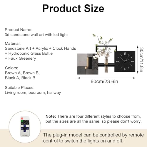 Horloge 3D en grès LED marron : la solution pour mur de salon vide