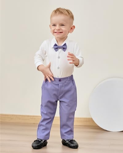 DISAUR Baby Boy Clothes Suits 5PC Infant Gentleman Outfit Dress Shirt+Bowtie+Vest+Corsage+Pants Wedding Baby Suit3