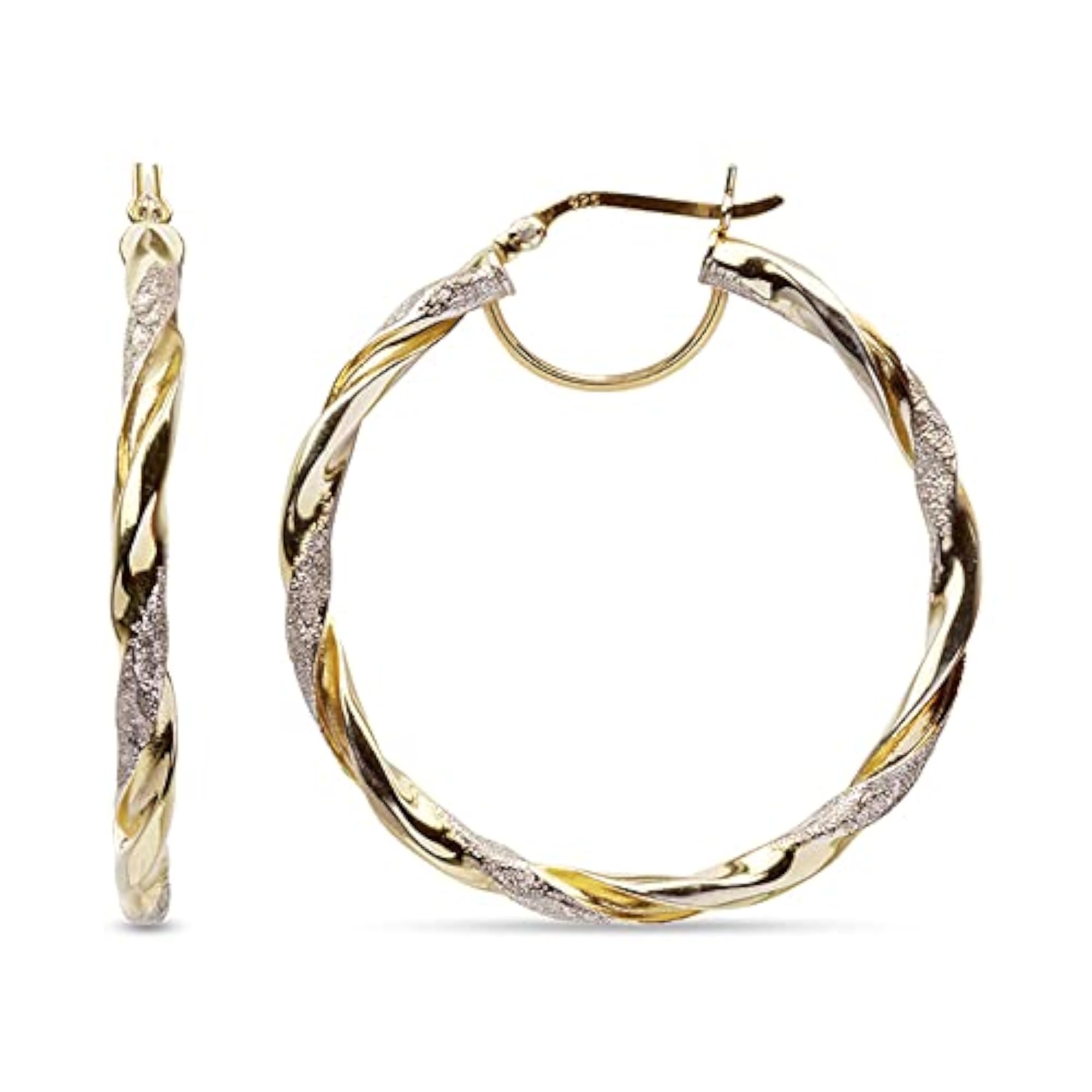 Women's 925 Sterling Silver Textured Tri-Color Lightweight Earrings