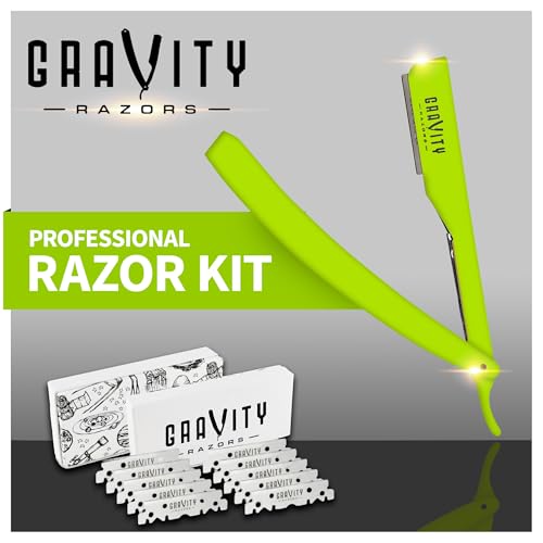 Image of Gravity Razors Professional Straight Razor - Minimal Exposure Straight Razor Kit with 10 Gravity Premium Blades, .5mm Exposed (The Ridler)