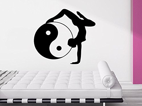 Wall Decal Yoga Girl Vinyl Sticker Decals Yin Yang Symbol Wall Stickers Home Decor Art Wall Decal 22" x 24"