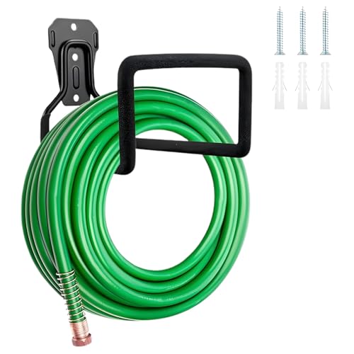 Image of NYALA 1 Pcs Heavy Duty Black Garden Hose Hangers - Outdoor Water Hose Storage Holder & Wall Mount Hose Reel Stand (Rust-Resistant, Easy Install)