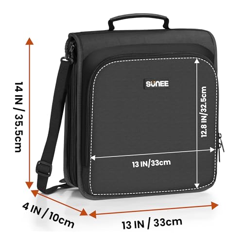 image for SUNEE Zipper Binder Bag with Shoulder Strap and Pockets, 3 Inches 3-Ri