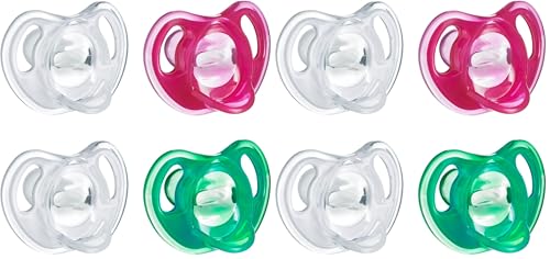 Image of Tommee Tippee Ultra-Light Silicone Pacifier, Symmetrical One-Piece Design, BPA-Free Silicone Binkies, 18-36m, 4-Count (Pack of 2)