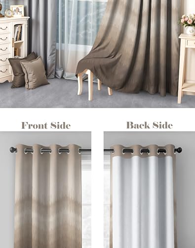 Image of Casableu Kivo Digital Print 85% Blackout Curtains for Long Door /Window, Thermal Insulated, Tie Back, Wider Width 50 in, Eyelet Curtains for Living Room /Bedroom(Chiku 9 ft Set of 2)