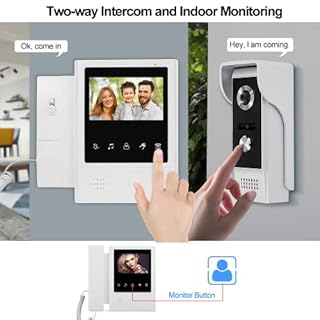QttyElok - Sistema di videocitofono con campanello porta, 4,3'' TFT a colori, cablato, visione notturna IR 700TVL, fotocamera esterna per la casa, supporto per sblocco e monitoraggio fino a 100 metri