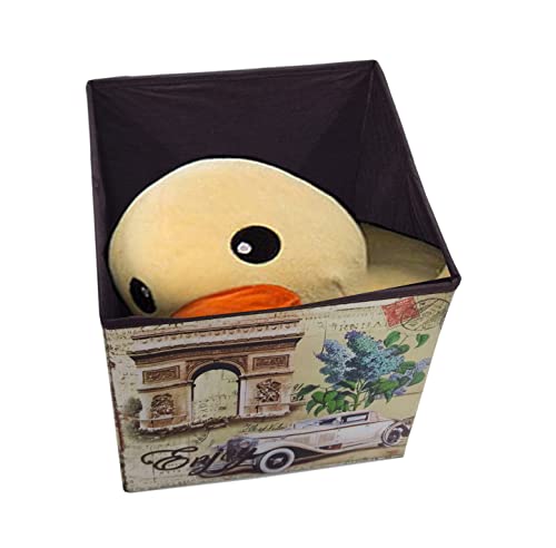 Image of Portable & Foldable Storage Stool for Living Room 30x30x30 cm (363-6) Polyurethane, Weight Capacity-100 KG