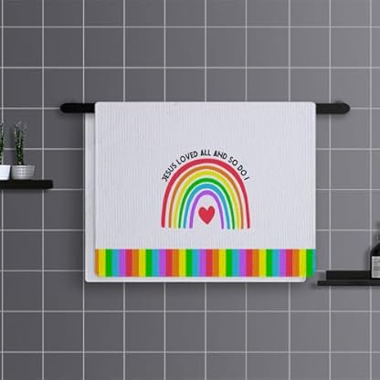 Geschirrtücher Roter Grüner Regenbogen Handtücher Waffeltücher Küchentücher Geschirrhandtücher Saugfähige Trockentücher Küche Multi-Purpose Abtrockentücher Küche Handtuchset 4 Stück (40x60cm) – Bild 3