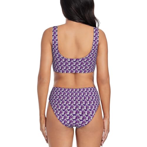 Bikini 2 pièces violet fleur et papillon idéal pour la plage - 4