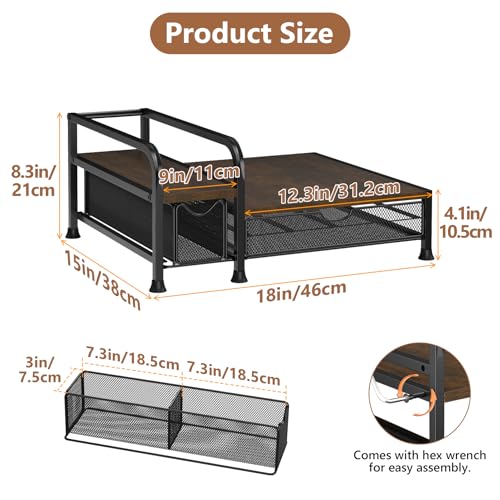image for PONEYA Coffee Bar Organizer with Pod Holder Drawer, 4 Syrup Bottle 40 