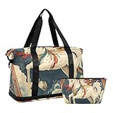 Grand sac fourre-tout de voyage style ethnique tribal cheval nuage sac de sport sac à main sac de transport avec trousse de toilette pour voyage en avion grande capacité, Nuage de cheval style