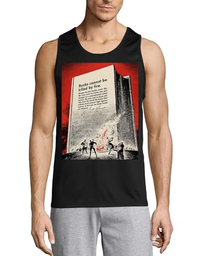 Débardeur en coton noir pour homme imprimé citation livres