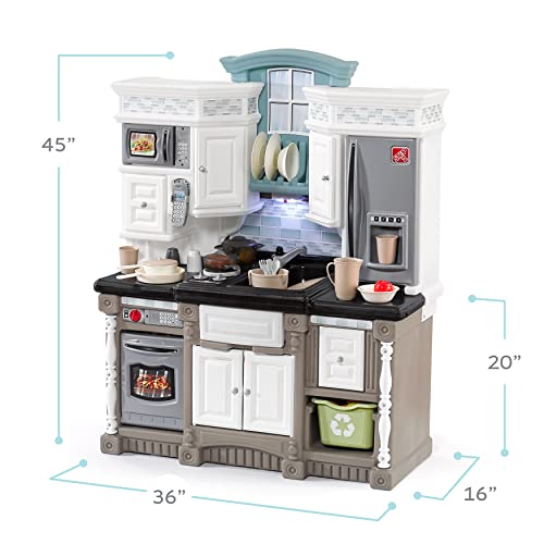 Step2 Lifestyle Dream Kitchen Set for Kids, Indoor/Outside Pretend Play Kitchen, Kids 3+ Years Old, Lights and Sounds, 37 Piece Kitchen Toy Set, Easy Assembly