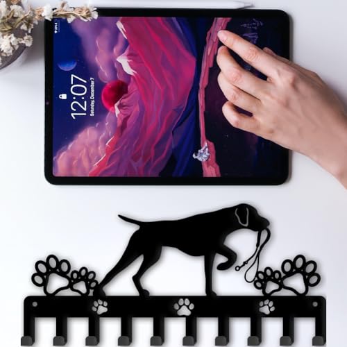 SUPERDANT Schlüsselhalter Mit Kurzhaarigem Vorstehhund Schlüsselhaken Hund Mit Pfotenabdruck Schlüsselleiste Mit 10 Haken Dekorative Wandhaken Schlüssel Organizer Für Hundeleine Küchenwanddekoration