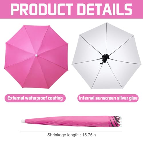 Pacote de 2 chapéus de guarda-chuva de pesca - chapéu de chuva dobrável ajustável, anti-UV à prova d