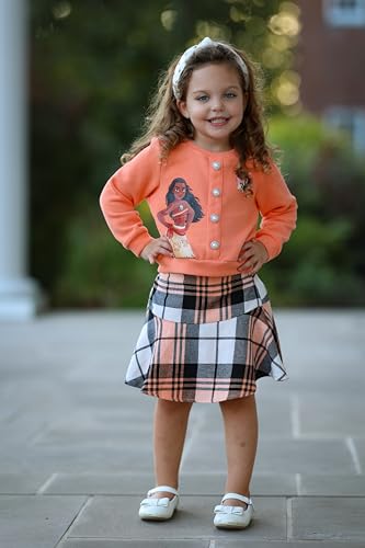 Image of Disney Frozen Elsa Minnie Princess Girl Outfit Knit Top & Tweed Skirt Set 2-13Y