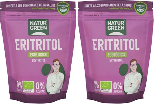 NaturGreen - Eritritol BIO, Edulcorante Natural, Orgánico, Ecológico, Sustutivo del Azúcar, 0% Calorías, Vegano, Keto, Bajo Índice Glucémico - 1 Kg (Paquete de 2)