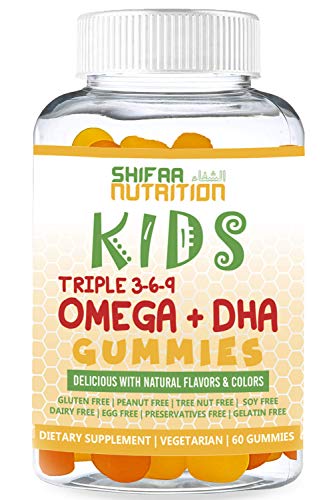 SHIFAA NUTRITION Halal, Vegan & Vegetarian Gummy Omega 3-6-9 + DHA for KIDS