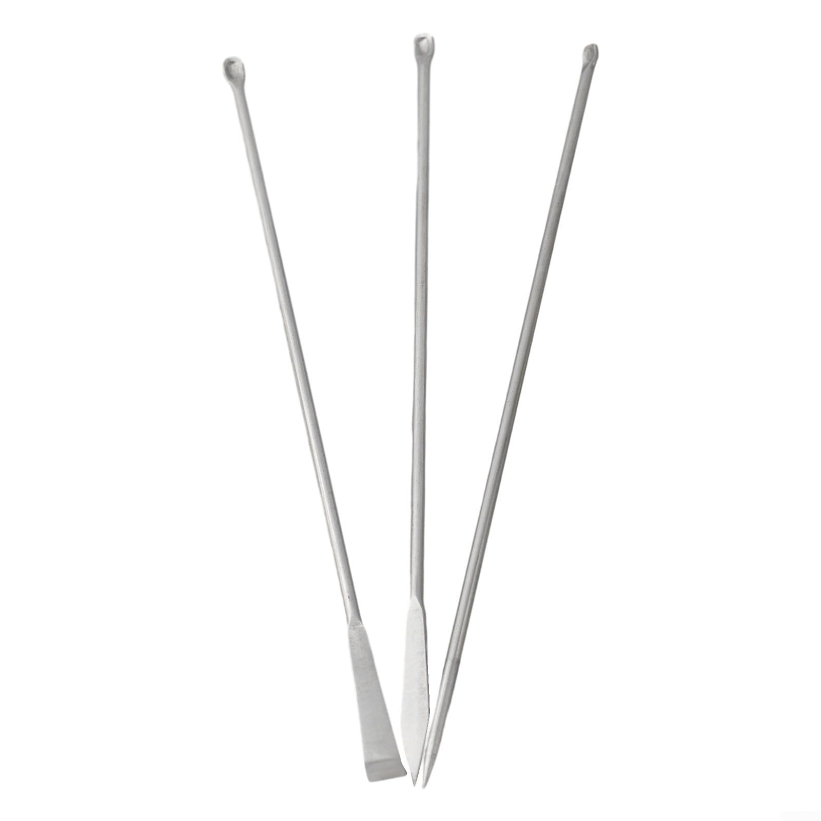 Lot de 3 cuillères et spatules sophistiquées en acier inoxydable pour la manipulation des poudres de laboratoire