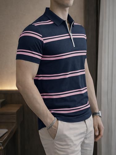 Image of EYEBOGLER Polo T-Shirt for Men || Half Sleeves Neck Polos Men's T-Shirt || Striped Polo || Packs Also Available