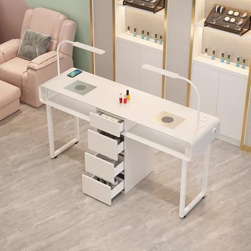 Biurko do paznokci z szafką do przechowywania, nowoczesna stacja stołowa do manicure do spa i salonu, stylowy design z szufladami na przybory do paznokci