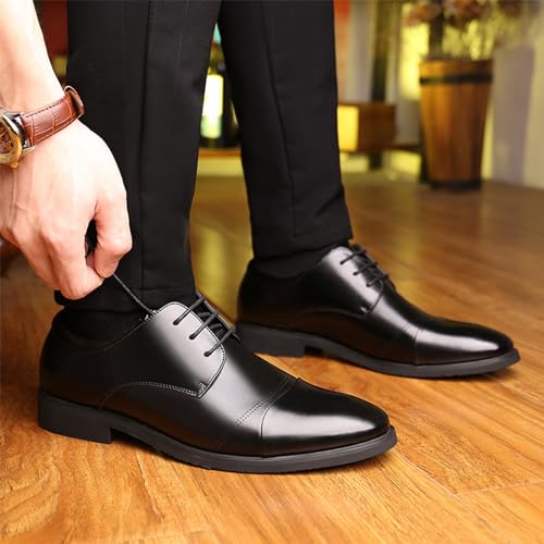 Men's Patent Leather Lace Up Block Heel Oxford Shoes Fashion Lace-Up Pointed-Toe Oxfords Shoes Business Formal Wedding Shoes3