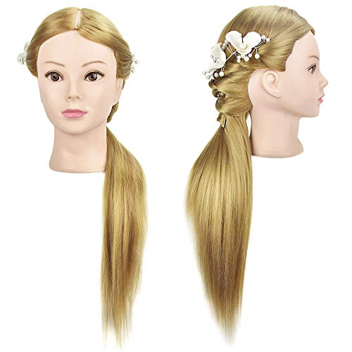 Ba Sha Trainingsköpfe 100% von dem Hochtemperaturfaser Haar Hairdressing Cosmetology Mannequin Frisierkopf Übungskopf mit Halterung+ DIY Haare Frisuren Set