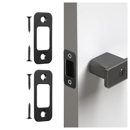 2 Packs Deadbolt Strike Plate Door Backplate 1" x 2-1/4" Black Door Strike Plate Round Corner Deadbolt Plate with Screws