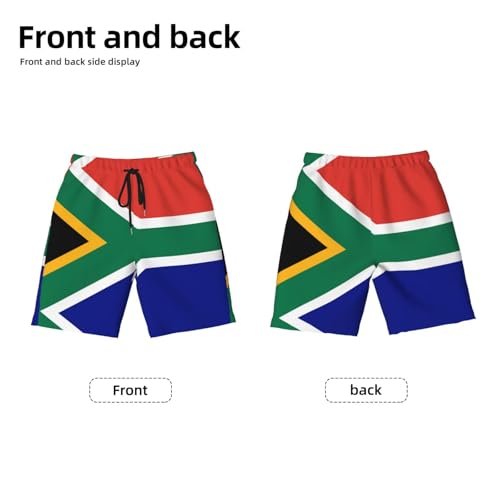 South African Flag Youth Beach Pants, Soft and Breathable, with Drawstring Waist, Suitable for Sports and Leisure.2