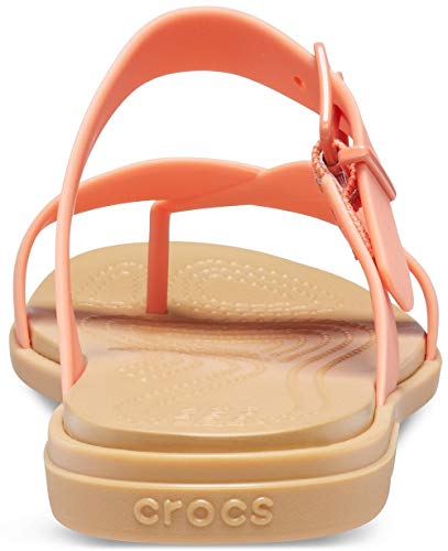 Image of crocs Women's Tulum Toe Post W Grapefruit /Tan Fashion Sandal-6 UK (W8) (206108)