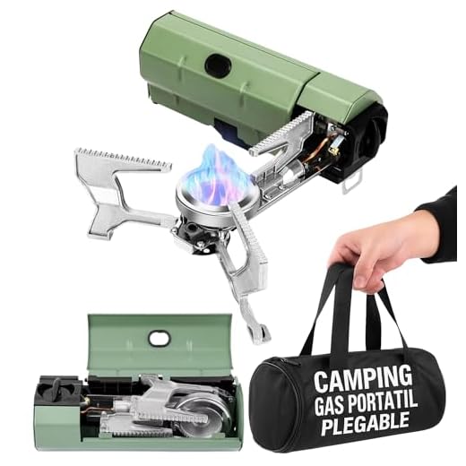 Pure 4Home - Camping Gas Portatil Plegable con Encendido | Hornillo Camping Compacto 2600W | Cocina de Gas Portátil Butano | Compatible Cartucho Universal | Ideal Caravanas, Emergencias, Exterior