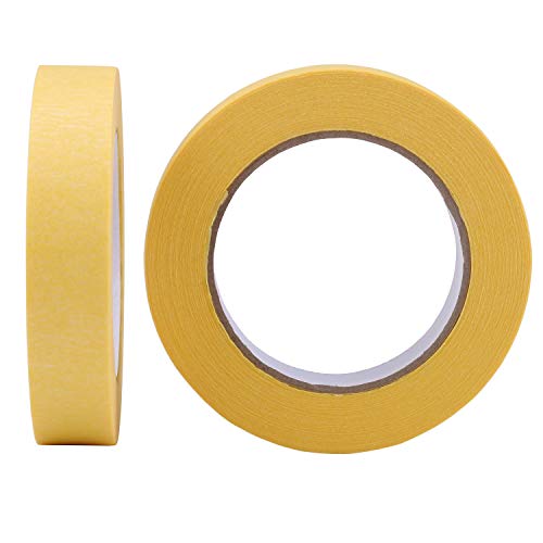 Lichamp 10-Pack Automotive Refinish Masking Tape Yellow 25Mm X 50M, Cars Vehicles Auto Body Paint Tape, Automotive Painters Tape Bulk Set #TOP5