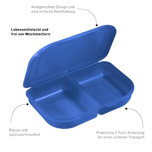 Foto von Herlitz Brotdose blau, mit 2 Fächern – Kunststoff-Lunchbox für Kinder, spülmaschinenfest & BPA-frei, passend für Herlitz Schulranzen